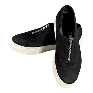 VINCE Shoes Womens 8.5 Graphite Suede Warner Zip Platform Sneaker Urban Y2K